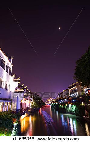 Asia, China, Jiangsu Province, Nan Jing, Qinhuai River, Confucius Temple View Large Photo Image Stock Photo - Asia, China, Jiangsu Province, Nan Jing, Qinhuai River, Confucius Temple. Fotosearch