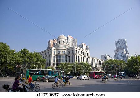 Stock Photo - Asia, China, Jiangsu Province, Nan Jing, Commercial Street. Fotosearch