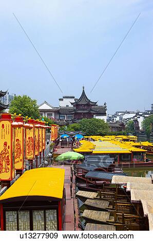 Asia, China, Jiangsu Province, Nan Jing, Qinhuai River, Confucius Temple View Large Photo Image Stock Photo - Asia, China, Jiangsu Province, Nan Jing, Qinhuai River, Confucius Temple. Fotosearch
