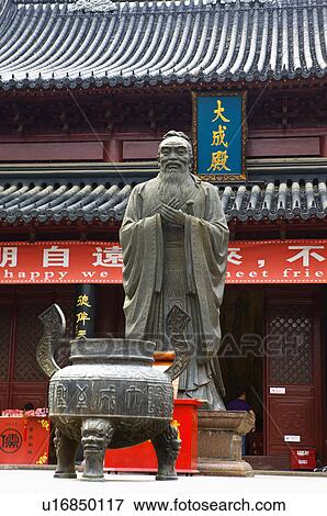 Stock Photo - Asia, China, Jiangsu Province, Nan Jing, Confucius Temple, Statue of Confucius. Fotosearch