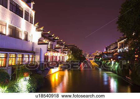 Asia, China, Jiangsu Province, Nan Jing, Qinhuai River, Confucius Temple View Large Photo Image Stock Photo - Asia, China, Jiangsu Province, Nan Jing, Qinhuai River, Confucius Temple. Fotosearch
