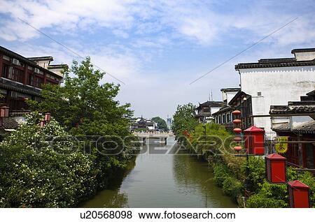 Stock Photo - Asia, China, Jiangsu Province, Nan Jing, Qinhuai River, Confucius Temple. Fotosearch
