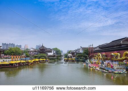 Asia, China, Jiangsu Province, Nan Jing, Qinhuai River, Confucius Temple View Large Photo Image Stock Photograph - Asia, China, Jiangsu Province, Nan Jing, Qinhuai River, Confucius Temple. Fotosearch