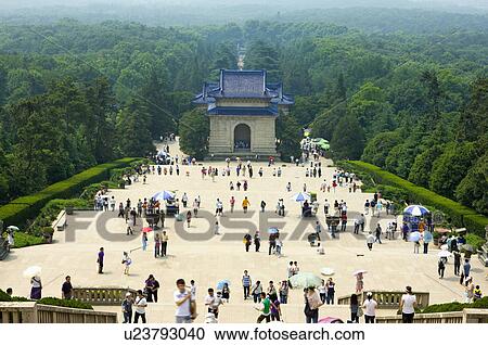 Stock Image - Asia, China, Jiangsu Province, Nanking, Mausoleum of Dr. Sun Yat-sen. Fotosearch