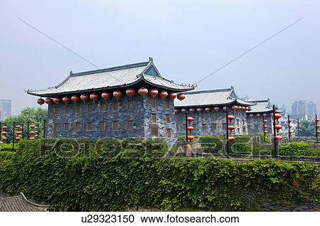 Asia, China, Jiangsu Province, Nanking, China Gate, Ancient Wall View Large Photo Image Stock Image - Asia, China, Jiangsu Province, Nanking, China Gate, Ancient Wall. Fotosearch