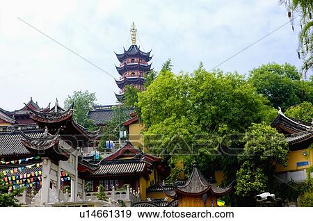 Stock Photo - Asia, China, Jiangsu Province, Nanking, Jiming Temple. Fotosearch