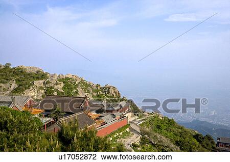 Stock Image - China, Shandong, Taian, Mount Tai, UNESCO, World Heritage, World Cultural Heritage, World Natural Heritage. Fotosearch