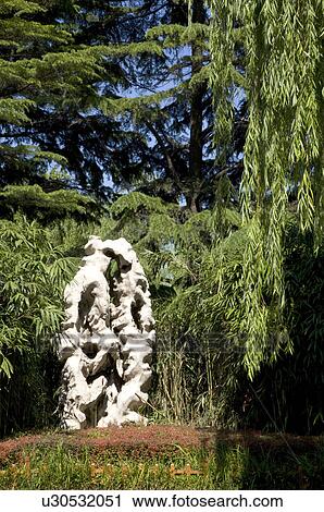 Stock Image - China, Shandong, Jinan County, Baotu Spring Park, Tortoise Stone. Fotosearch