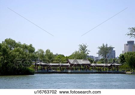 Stock Image - China, Shandong, Jinan County, Daming Lake Park. Fotosearch