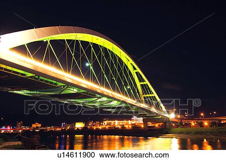 Stock Image - Bridge across a river, MacArther Second Bridge, Taipei, Taiwan. Fotosearch