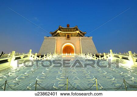 Facade of a memorial at night, Chiang Kaishek Memorial Hall, Taipei, Taiwan View Large Photo Image Stock Image - Facade of a memorial at night, Chiang Kaishek Memorial Hall, Taipei, Taiwan. Fotosearch