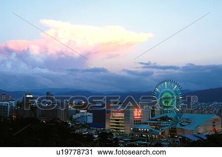 Stock Image - High angle view of a city, Taipei, Taiwan. Fotosearch