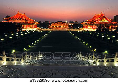 Memorial lit up at night, Chiang Kaishek Memorial Hall, Taipei, Taiwan View Large Photo Image Stock Photograph - Memorial lit up at night, Chiang Kaishek Memorial Hall, Taipei, Taiwan. Fotosearch