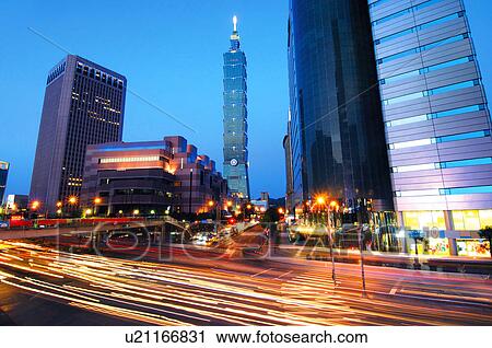 Skyscrapers in a city at night, Taipei 101, Taipei, Taiwan View Large Photo Image Stock Image - Skyscrapers in a city at night, Taipei 101, Taipei, Taiwan. Fotosearch