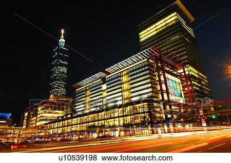 Skyscrapers in a city at night, Taipei 101, Xinyi District, Taipei, Taiwan View Large Photo Image Stock Photo - Skyscrapers in a city at night, Taipei 101, Xinyi District, Taipei, Taiwan. Fotosearch