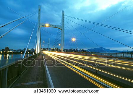 Traffic on a suspension bridge, Taipei, Taiwan View Large Photo Image Stock Image - Traffic on a suspension bridge, Taipei, Taiwan. Fotosearch