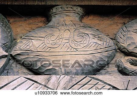 Stock Photograph - Close-up of carvings on a wall, Taiwan. Fotosearch