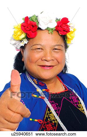 Female Aboriginal dancer showing thumbs up sign and smiling, Taiwan View Large Photo Image Stock Image - Female Aboriginal dancer showing thumbs up sign and smiling, Taiwan. Fotosearch