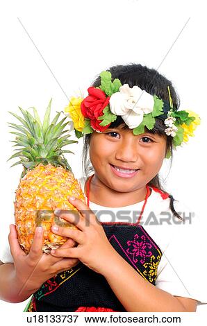 Portrait of a Taiwanese girl holding a pineapple and smiling, Taiwan View Large Photo Image Stock Photo - Portrait of a Taiwanese girl holding a pineapple and smiling, Taiwan. Fotosearch