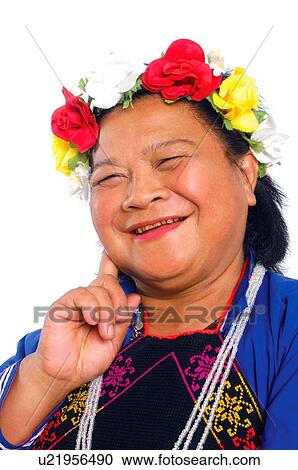 Stock Image - Portrait of a Taiwanese woman smiling, Taiwan. Fotosearch