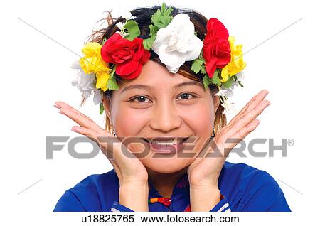 Stock Photography - Portrait of a Taiwanese woman smiling, Taiwan. Fotosearch