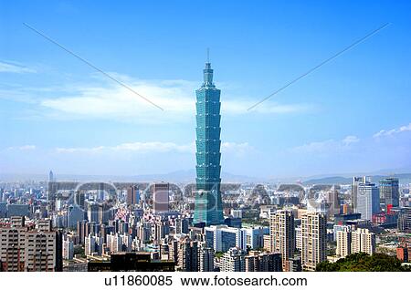 Stock Photography - Buildings in a city, Taipei 101, Taipei, Taiwan. Fotosearch