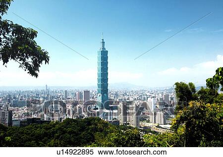 Stock Photography - Buildings in a city, Taipei 101, Taipei, Taiwan. Fotosearch