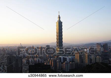 Stock Photography - Buildings in a city, Taipei 101, Taipei, Taiwan. Fotosearch