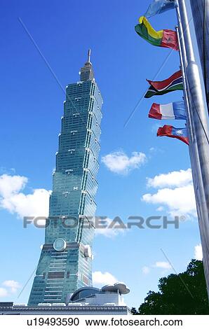 Stock Image - Low angle view of a building, Taipei 101, Taipei, Taiwan. Fotosearch