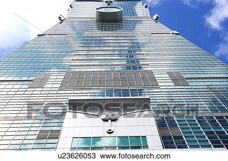 Stock Image - Low angle view of a building, Taipei 101, Taipei, Taiwan. Fotosearch