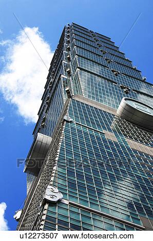 Stock Photo - Low angle view of a building, Taipei 101, Taipei, Taiwan. Fotosearch