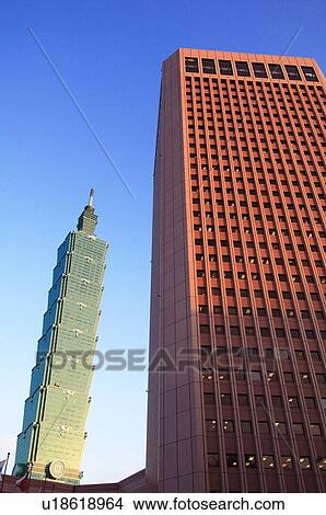 Low angle view of buildings, Taipei 101, Taipei, Taiwan View Large Photo Image Picture - Low angle view of buildings, Taipei 101, Taipei, Taiwan. Fotosearch