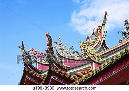Stock Photograph - Eaves of a temple, Taipei Confucius Temple, Taipei, Taiwan. Fotosearch