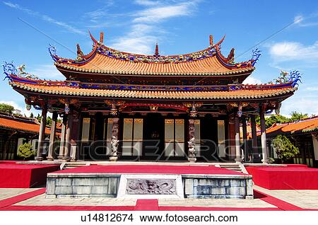 Picture - Facade of a temple, Taipei Confucius Temple, Taipei, Taiwan. Fotosearch