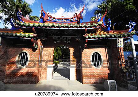 Picture - Facade of a temple, Taipei Confucius Temple, Taipei, Taiwan. Fotosearch