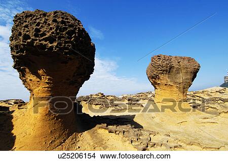 Picture - Honeycomb rocks on the coast, Yehliu National Park, Taipei County, Taiwan. Fotosearch