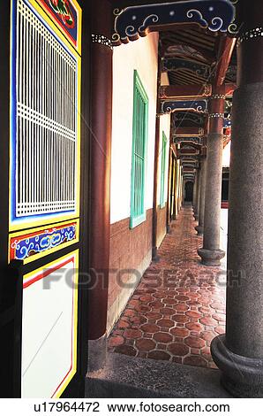 Stock Image - Interiors of a temple, Taipei Confucius Temple, Taipei, Taiwan. Fotosearch