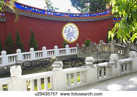 Stock Photo - Pond in a temple, Taipei Confucius Temple, Taipei, Taiwan. Fotosearch