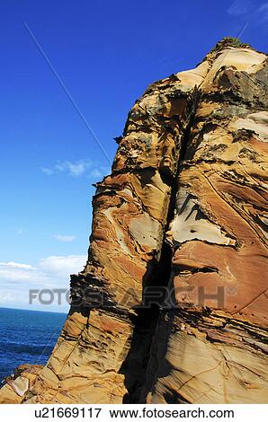 Stock Photo - Rock formations on the coast, Taiwan. Fotosearch