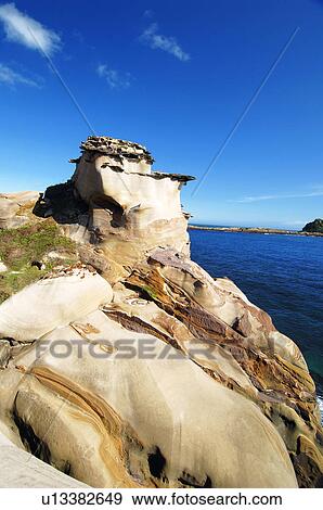 Stock Photo - Rock formations on the coast, Yehliu National Park, Taipei County, Taiwan. Fotosearch
