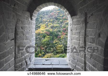 Archway of a historic wall, Great Wall Of China, China View Large Photo Image Stock Photograph - Archway of a historic wall, Great Wall Of China, China. Fotosearch