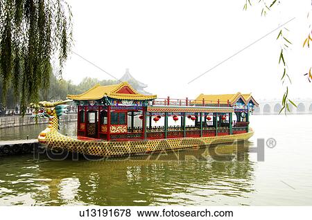 Boat in the lake, Kunming Lake, Summer Palace, Beijing, China View Large Photo Image Stock Photo - Boat in the lake, Kunming Lake, Summer Palace, Beijing, China. Fotosearch