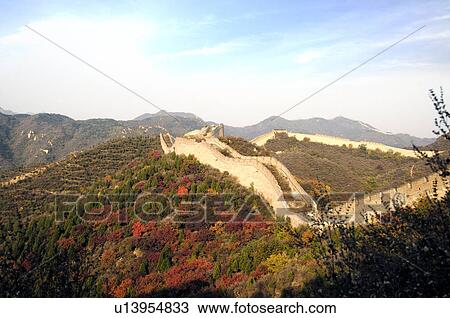 High angle view of a historic wall, Great Wall Of China, China View Large Photo Image Stock Image - High angle view of a historic wall, Great Wall Of China, China. Fotosearch