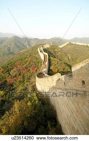 High angle view of a historic wall, Great Wall Of China, China View Large Photo Image Stock Image - High angle view of a historic wall, Great Wall Of China, China. Fotosearch