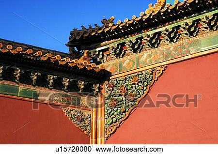 Stock Image - High section view of a building, Beijing, China. Fotosearch