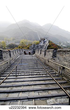 Historic wall passing through mountains, Great Wall Of China, China View Large Photo Image Picture - Historic wall passing through mountains, Great Wall Of China, China. Fotosearch