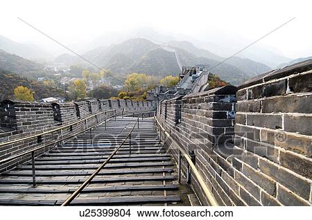 Picture - Historic wall passing through mountains, Great Wall Of China, China. Fotosearch