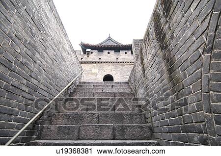 Stock Image - Staircase of a historic wall, Great Wall Of China, China. Fotosearch
