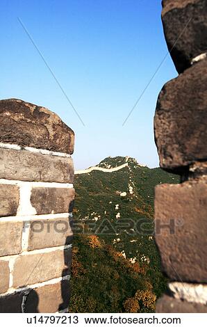 View of mountains from a historic wall, Great Wall Of China, China View Large Photo Image Stock Image - View of mountains from a historic wall, Great Wall Of China, China. Fotosearch