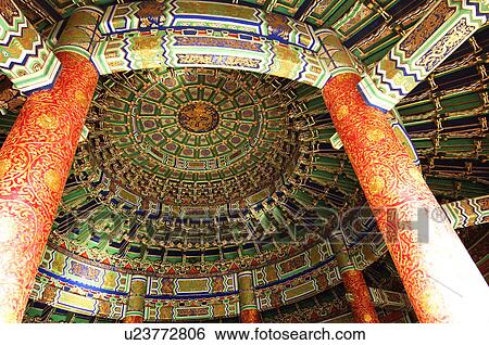 Stock Photograph - Architectural features of a pagoda, Temple Of Heaven, Beijing, China. Fotosearch